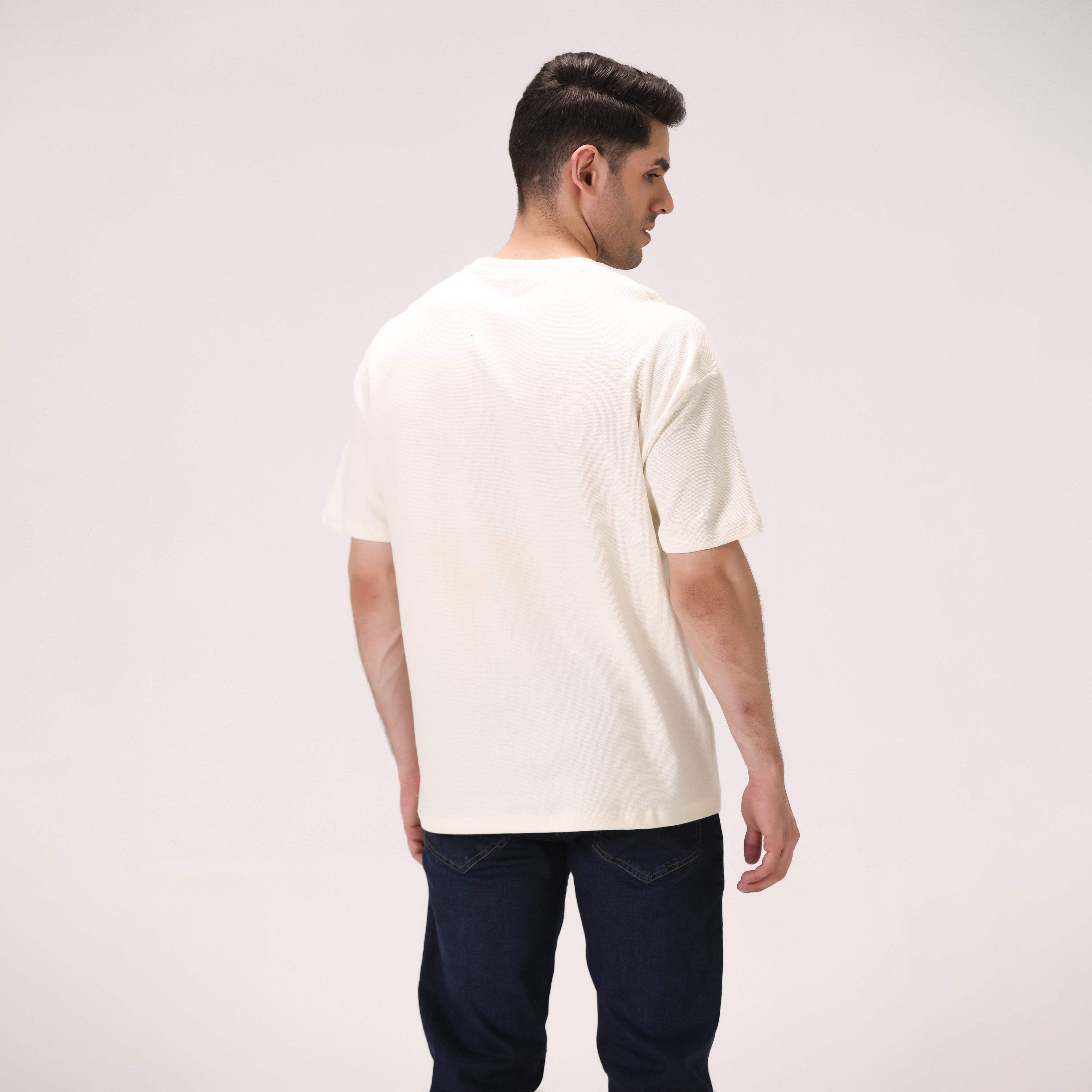 RELAXED WAFFLE KNIT T-SHIRT – OFF-WHITE