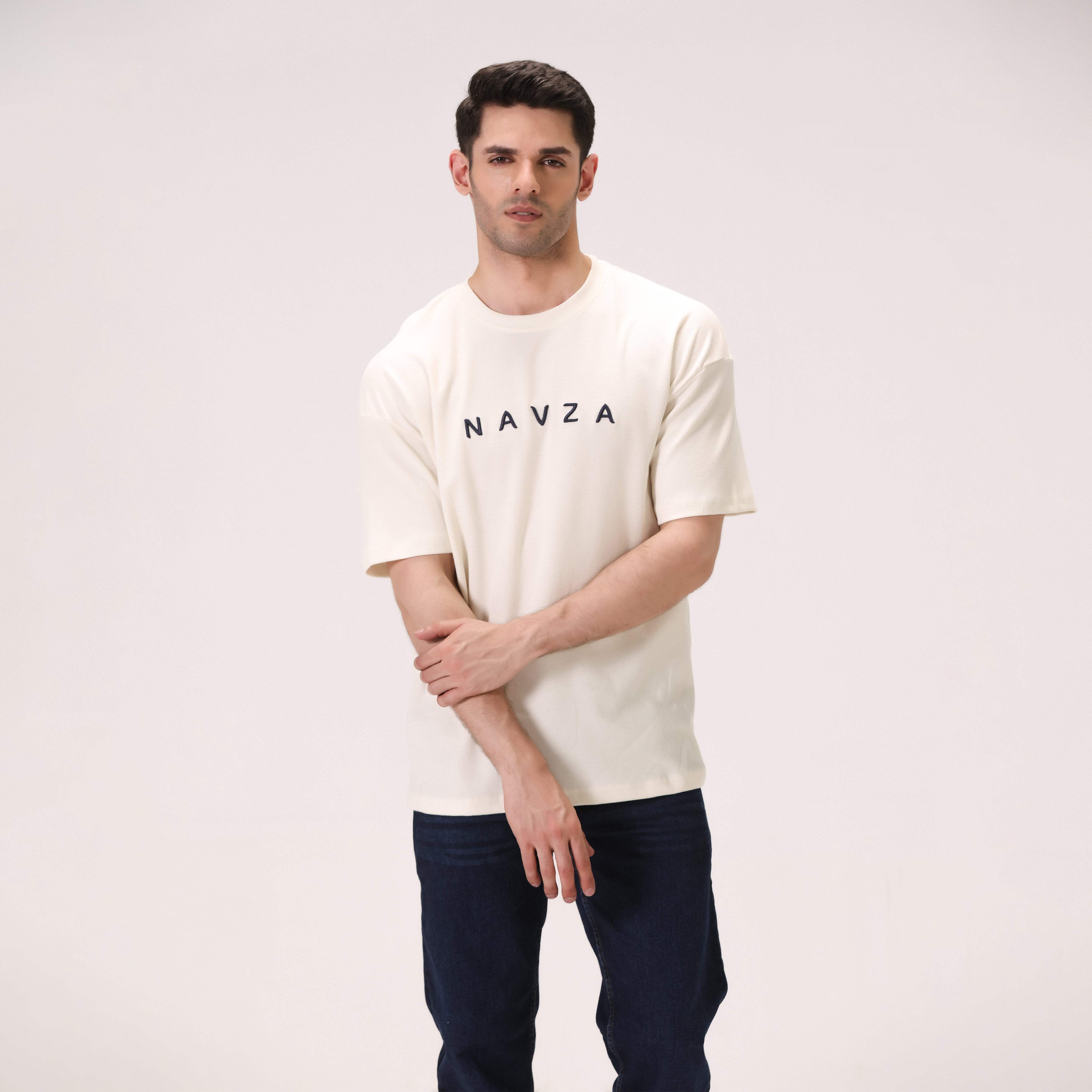 RELAXED WAFFLE KNIT T-SHIRT – OFF-WHITE