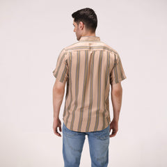 STRIPED BUTTON DOWN SHIRT – BEIGE