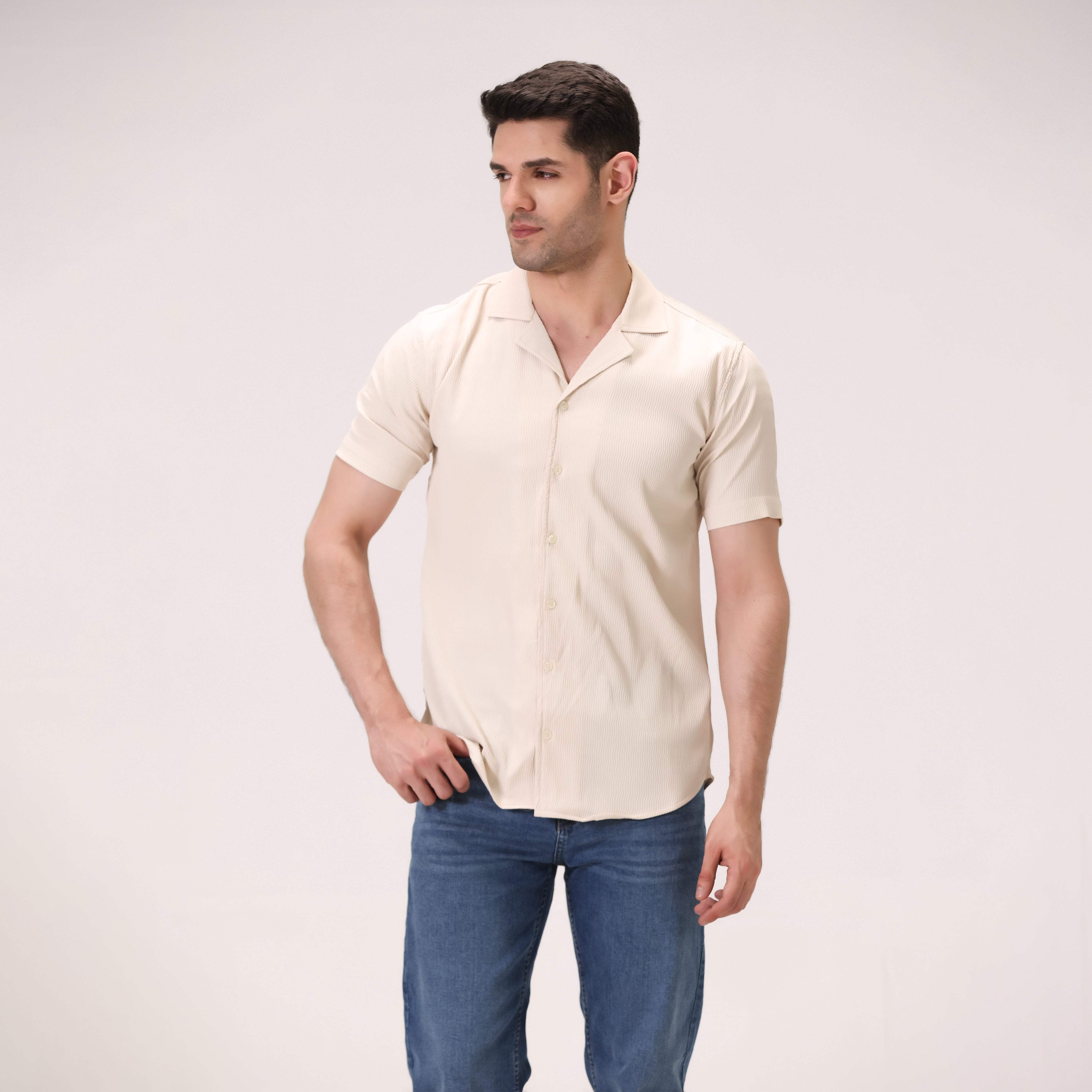 STRIPED BUTTON DOWN SHIRT – OFF-WHITE
