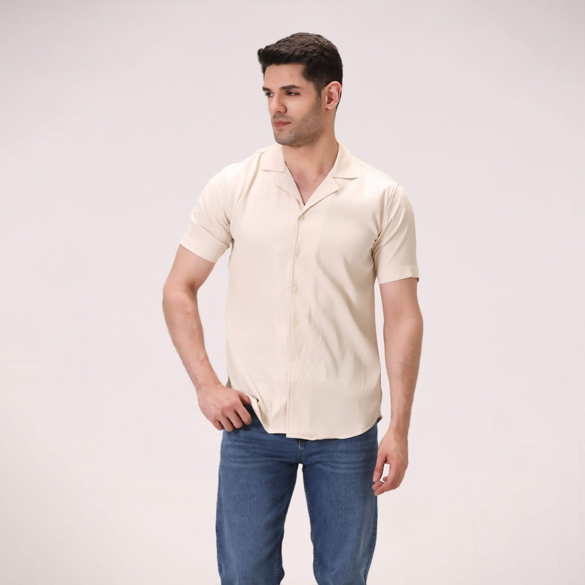 STRIPED BUTTON DOWN SHIRT – OFF-WHITE