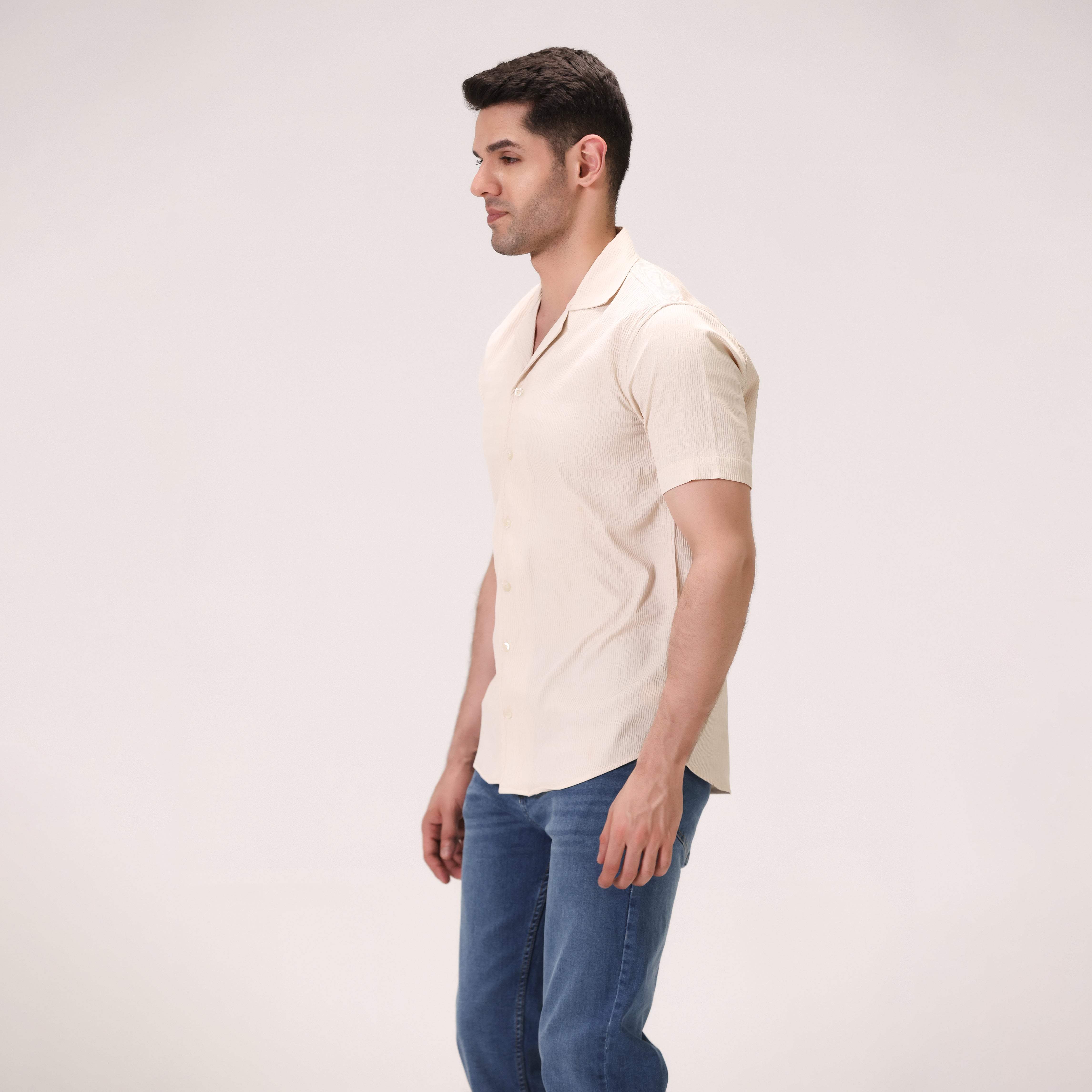 STRIPED BUTTON DOWN SHIRT – OFF-WHITE