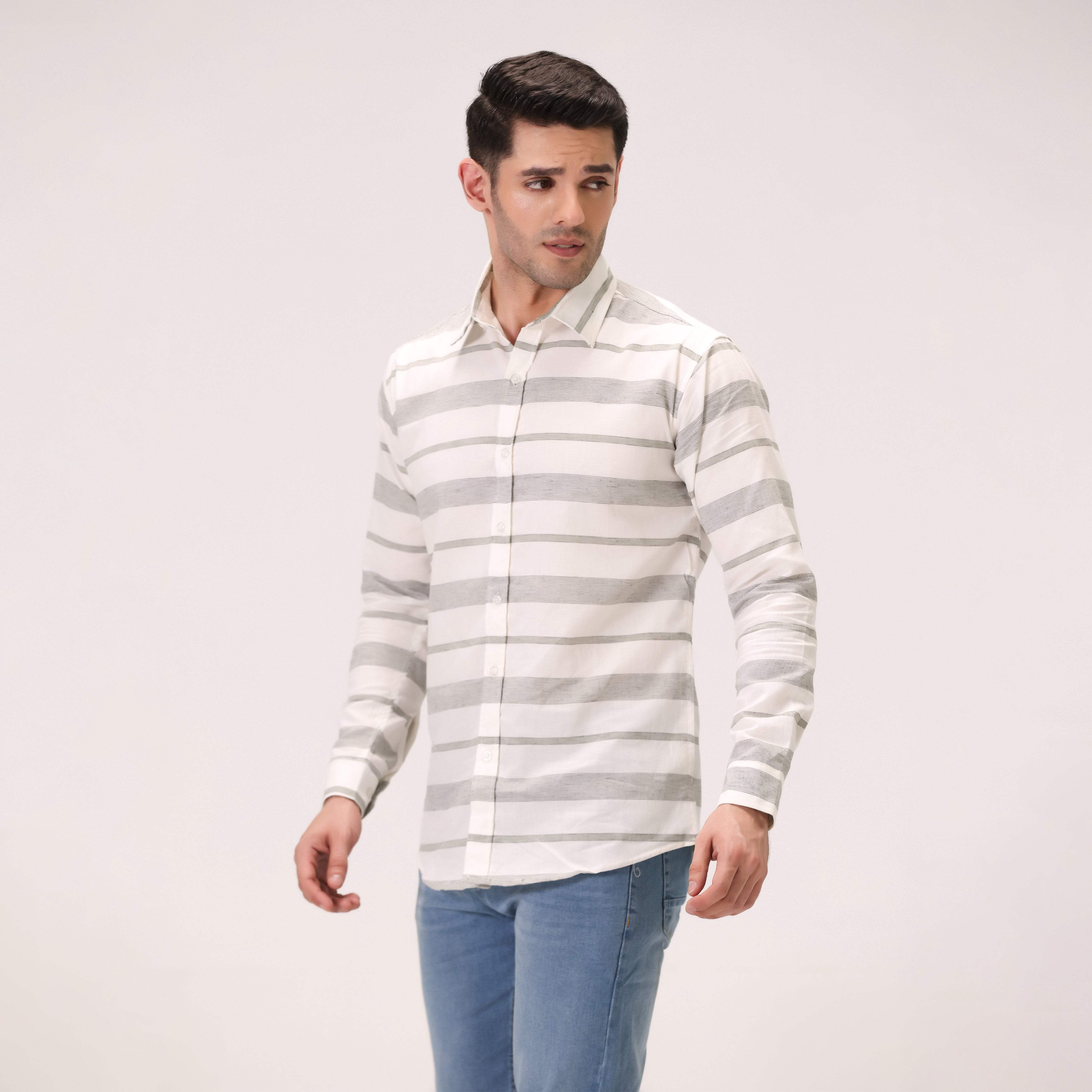 STRIPED SHIRT – WHITE & GREEN