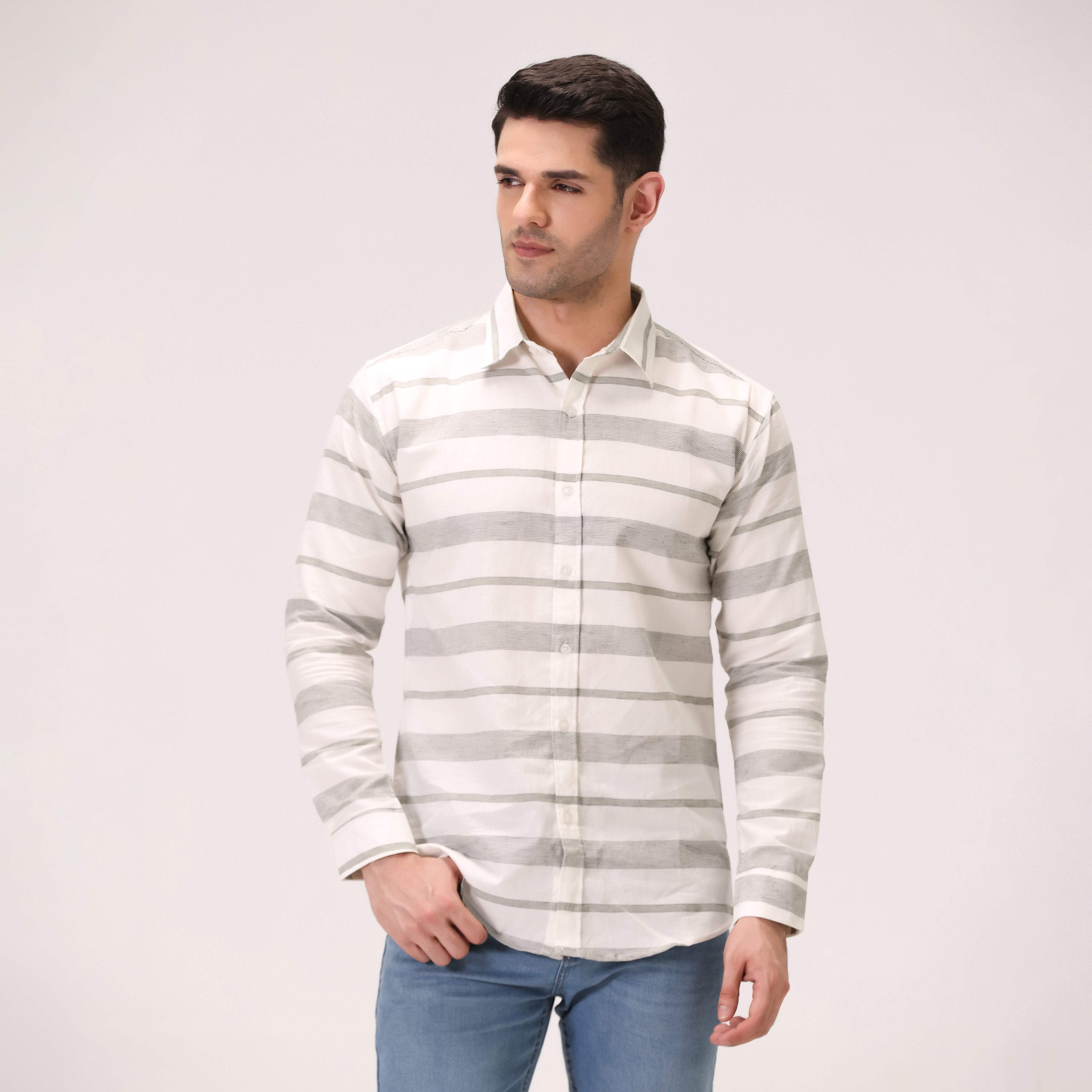STRIPED SHIRT – WHITE & GREEN