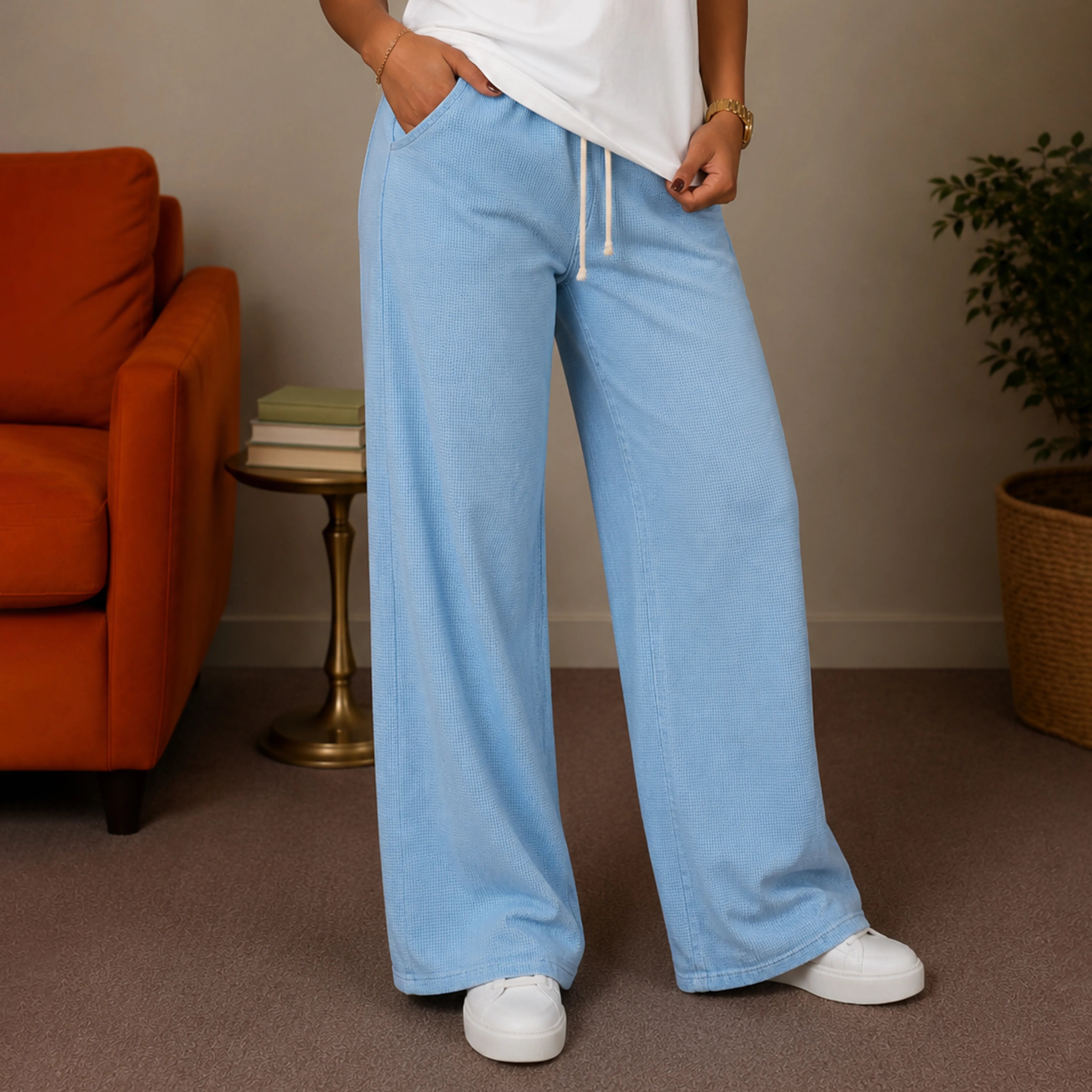 SUMMIT WAFFLE KNIT JOGGER - STEEL BLUE