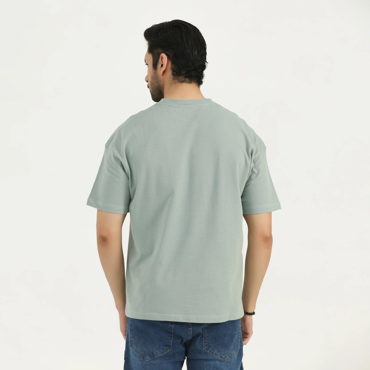TEXTURED INTERLOCK COTTON T-SHIRT - SAGE