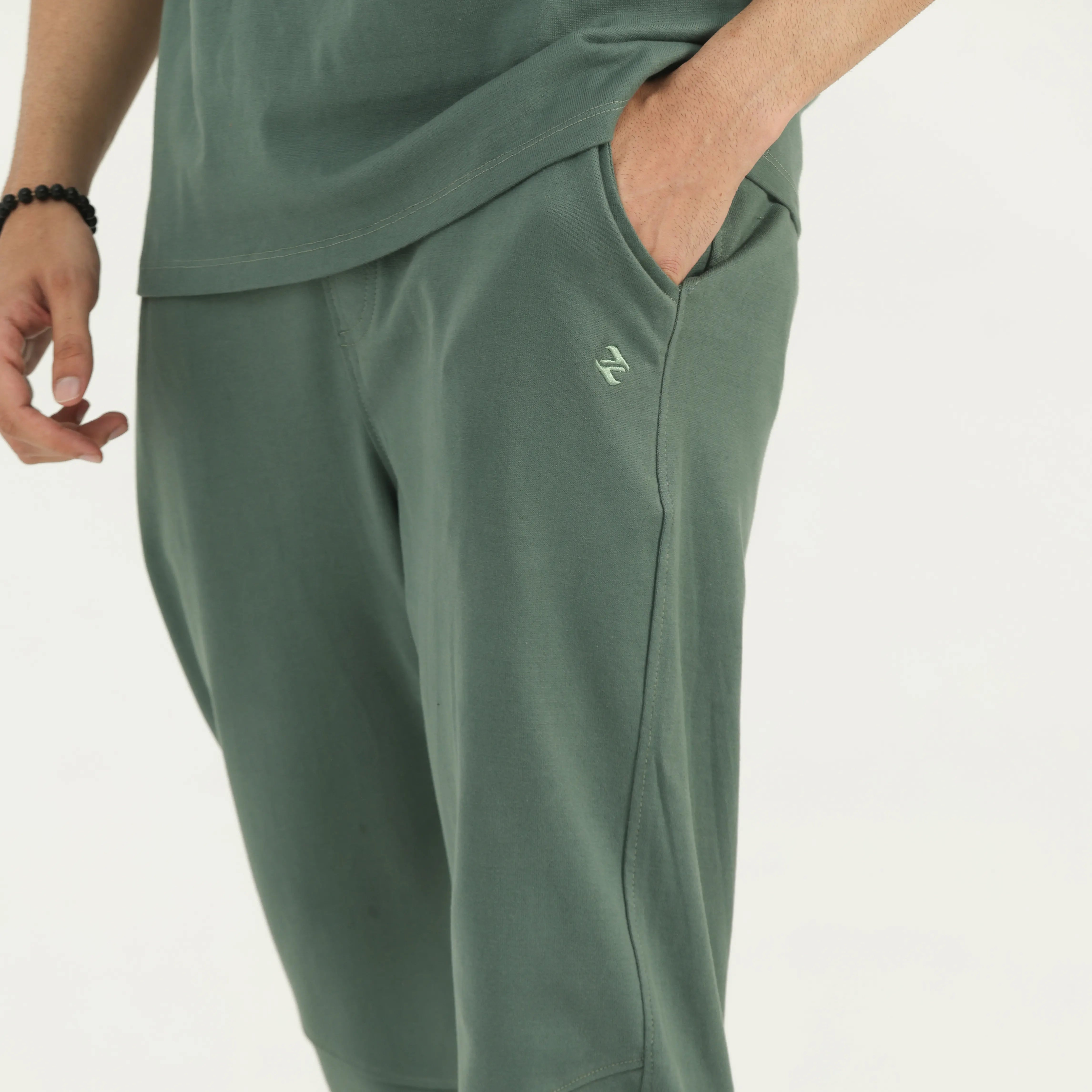 TEXTURED JACQUARD COTTON LOUNGE SET - SAGE GREEN