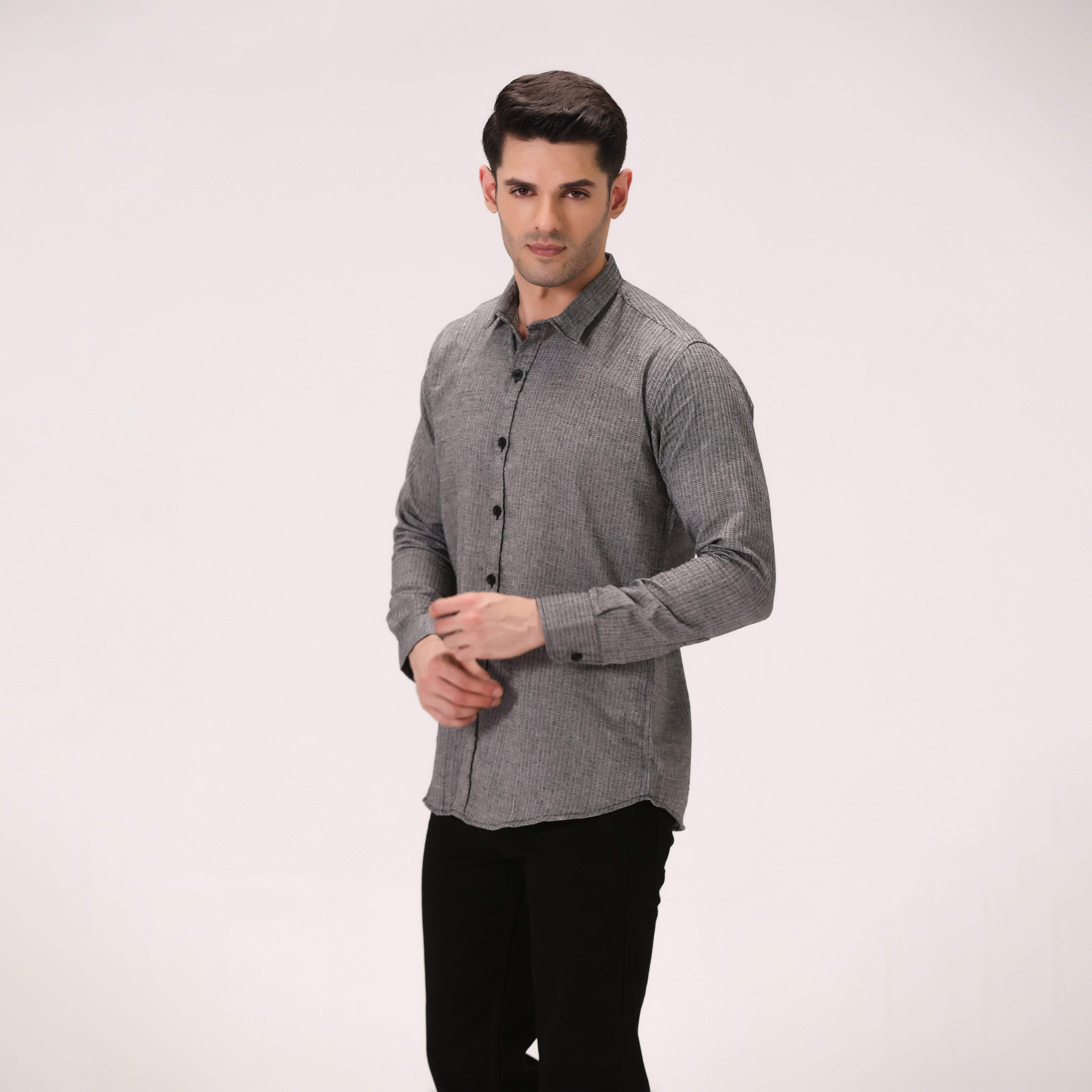 TEXTURED SHIRT – CHARCOAL