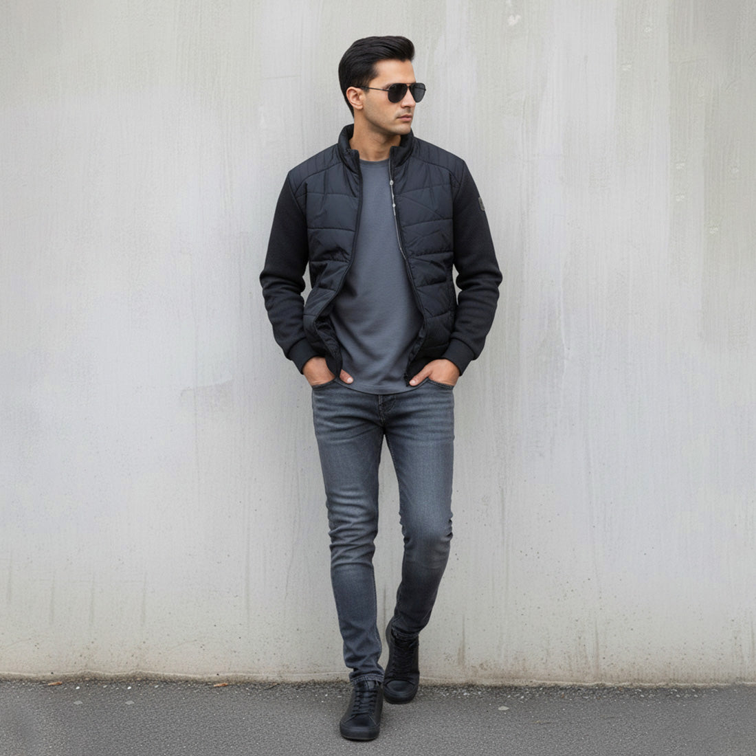 Textured Jacket Navy | NAVZA