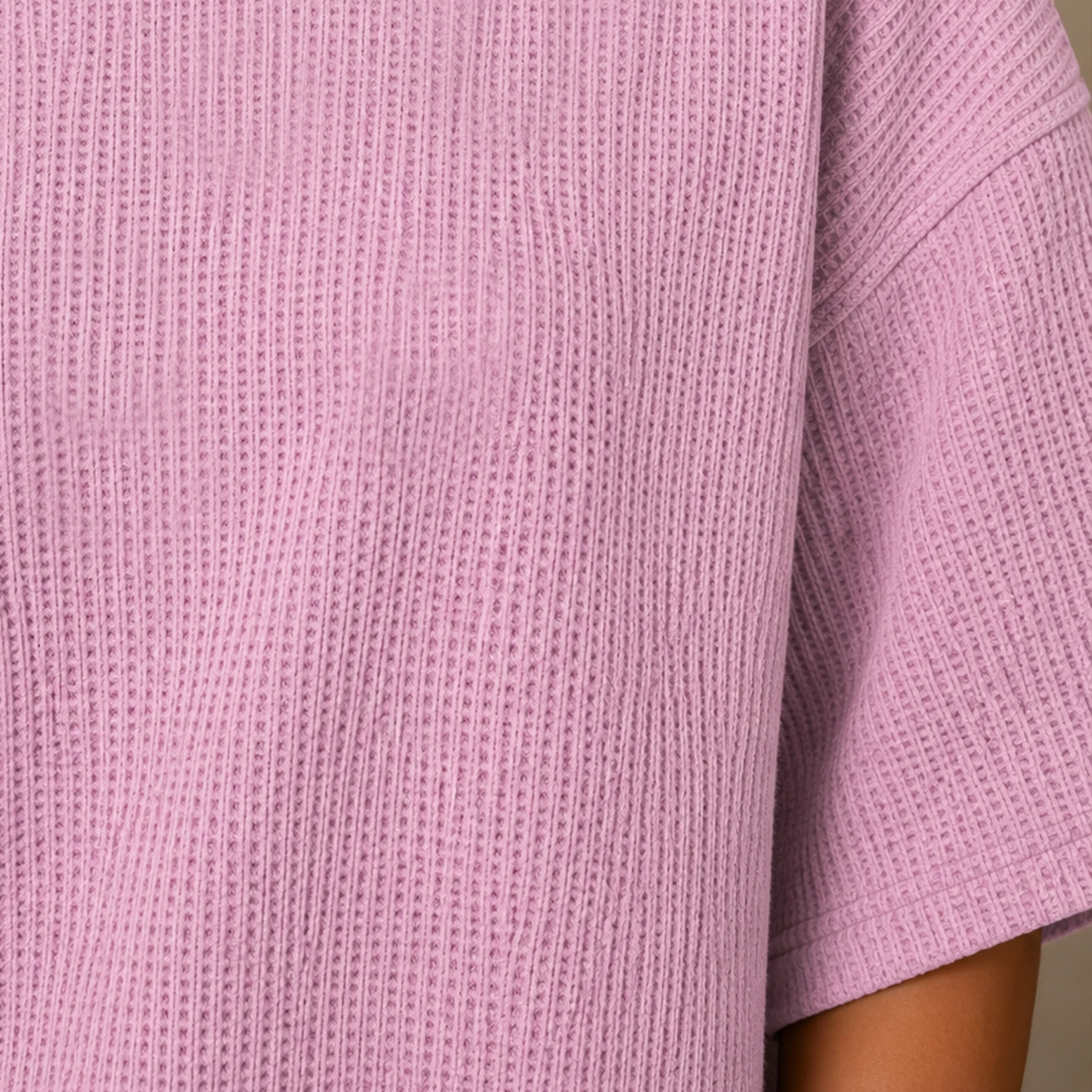 WAFFLE KNIT OVERSIZED TOP - SOFT LILAC