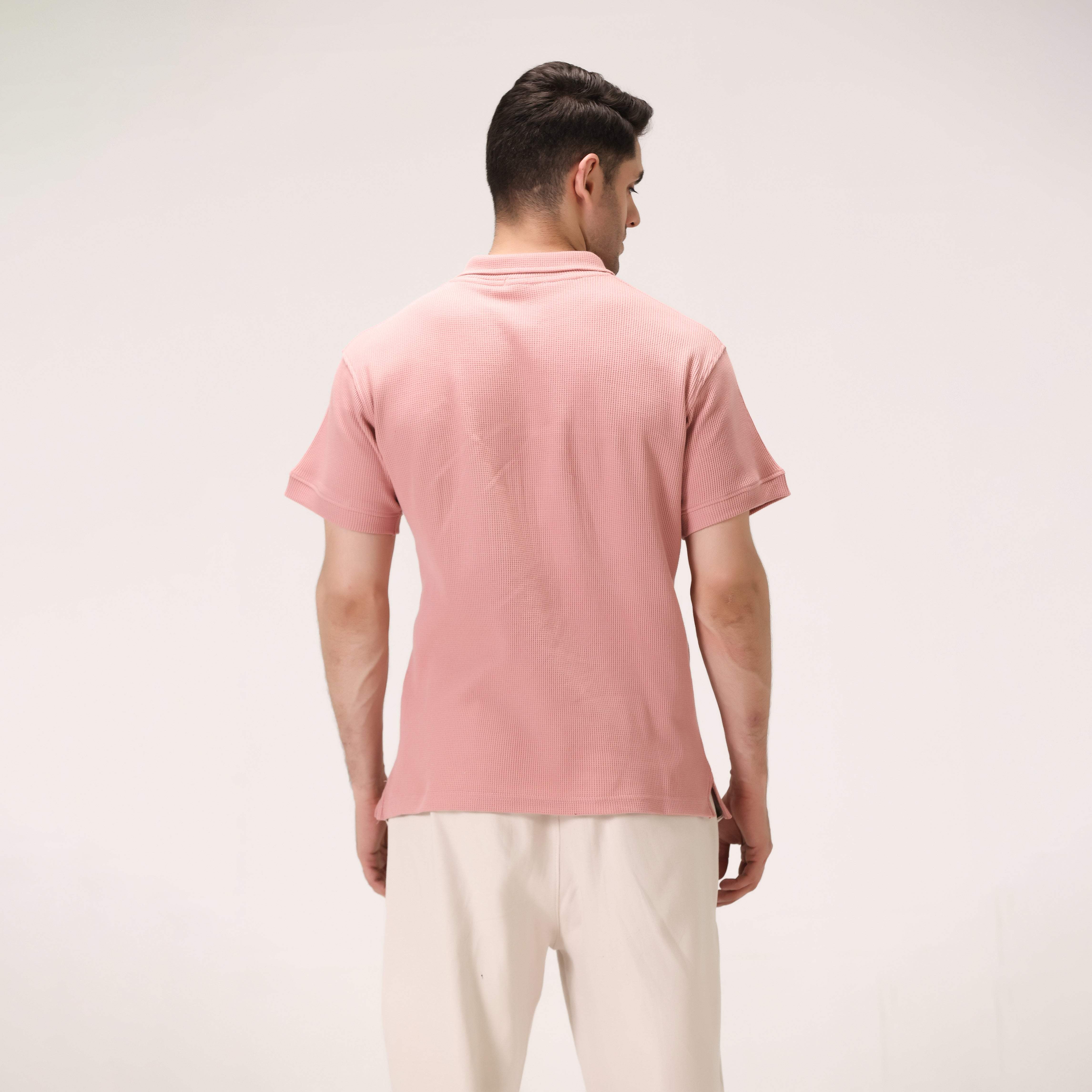 WAFFLE POLO SHIRT – PINK
