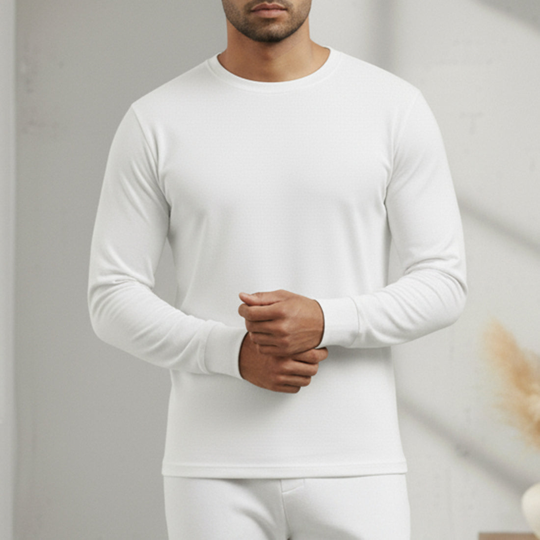 WHITE THERMAL FULL SLEEVES TOP