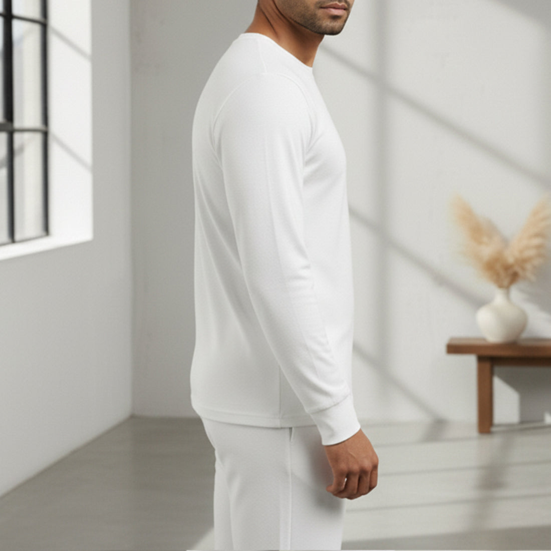 WHITE THERMAL FULL SLEEVES TOP