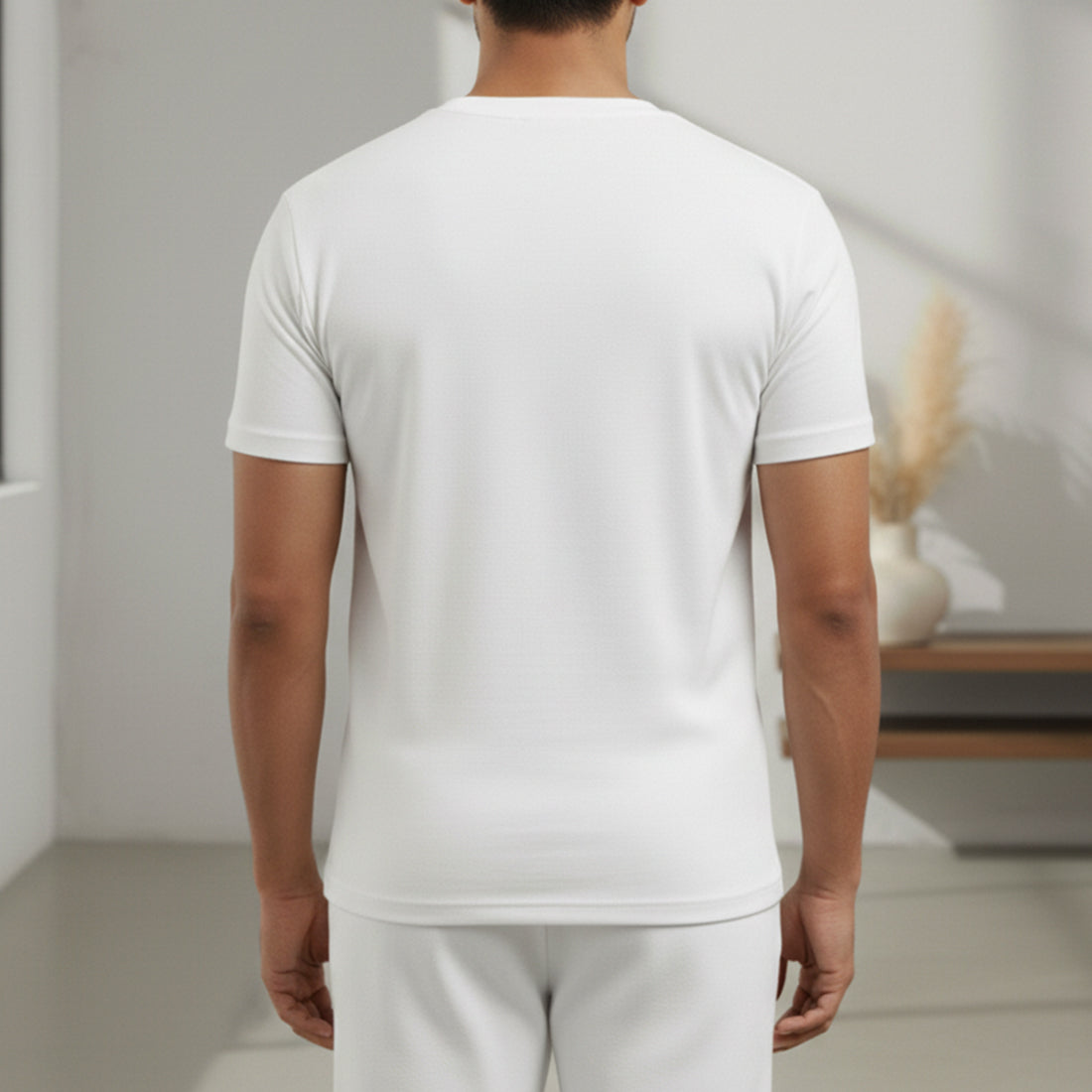 WHITE THERMAL HALF SLEEVES TOP