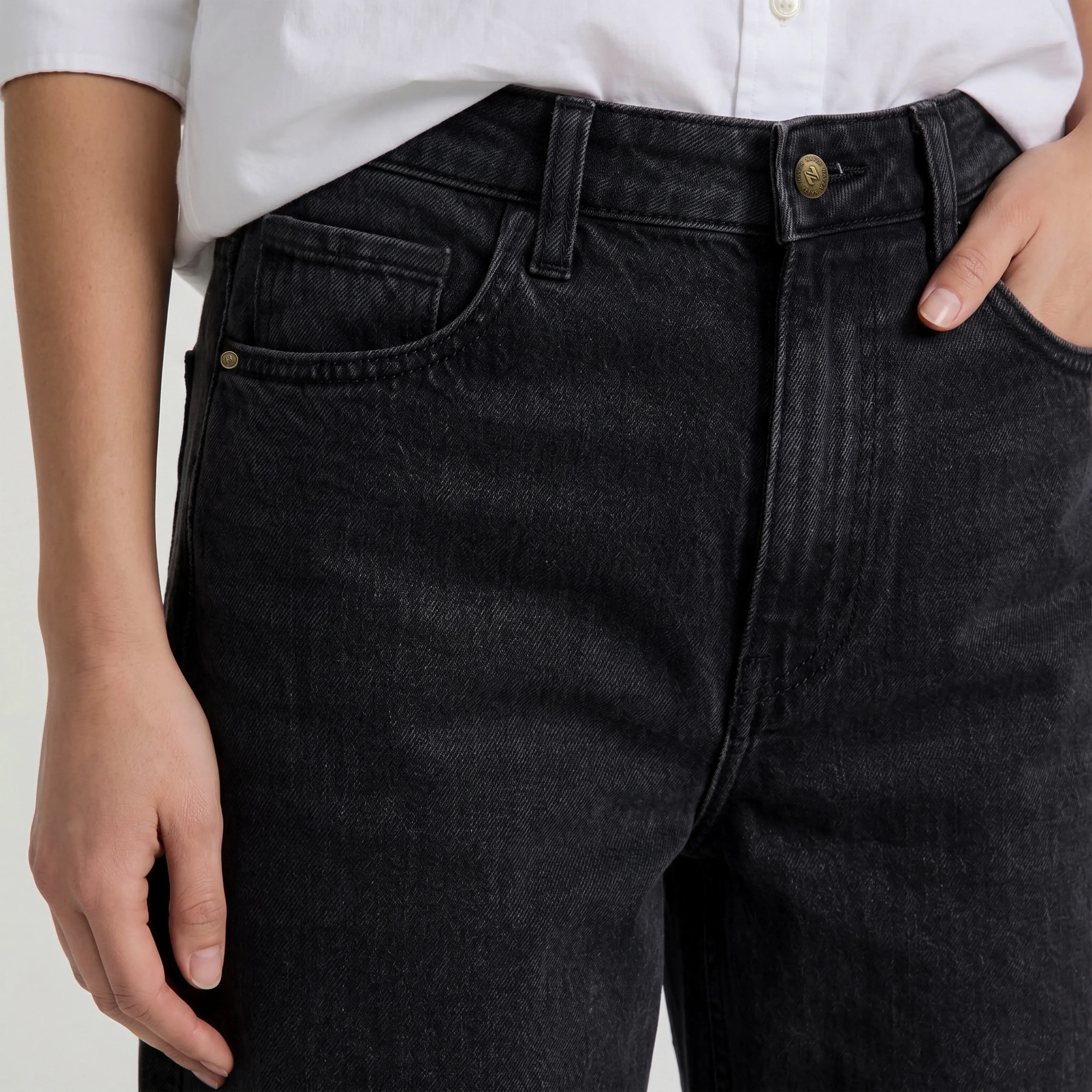 WIDE LEG DENIM - CHARCOAL BLACK