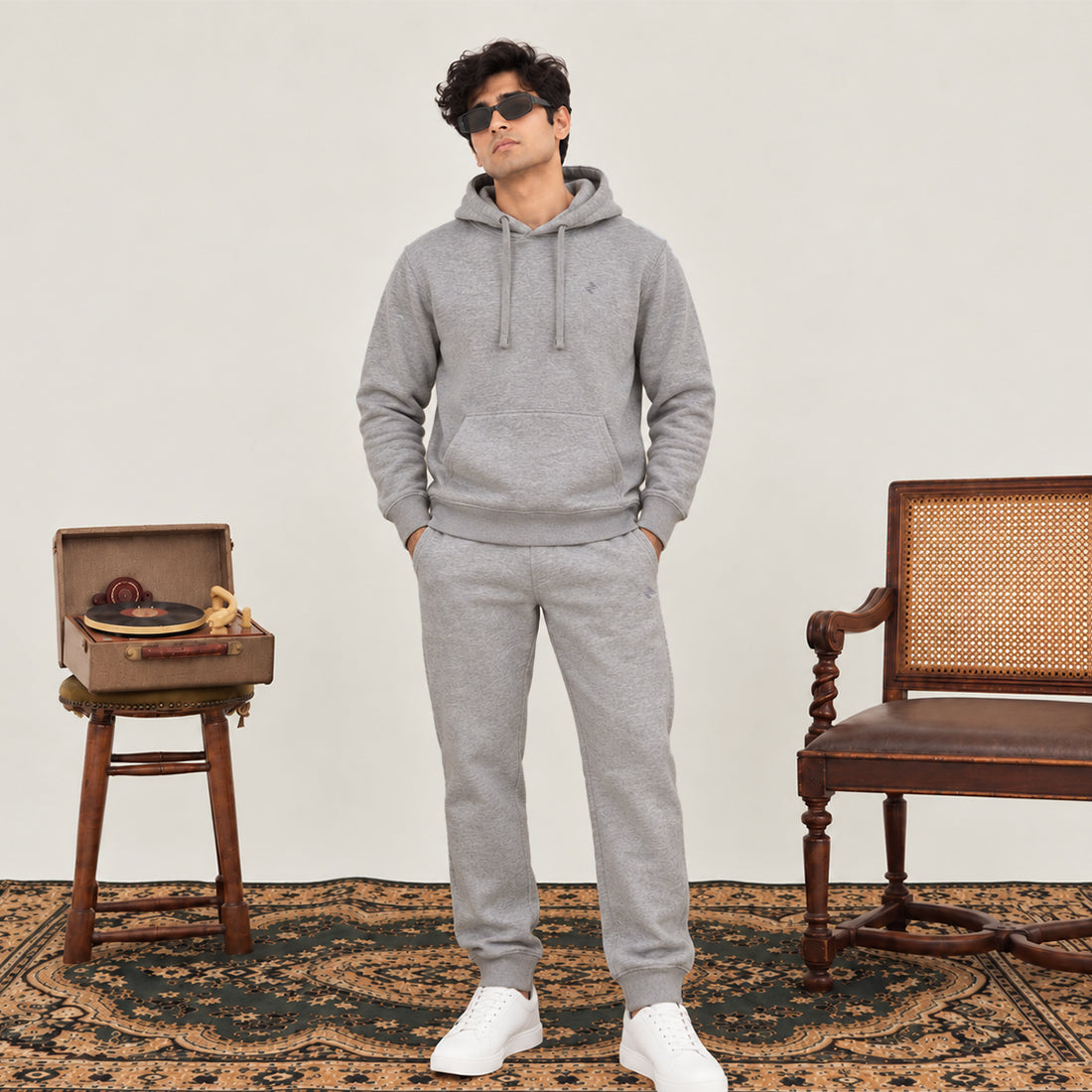 MEN HOODIE TRACKER GREY NAVZA