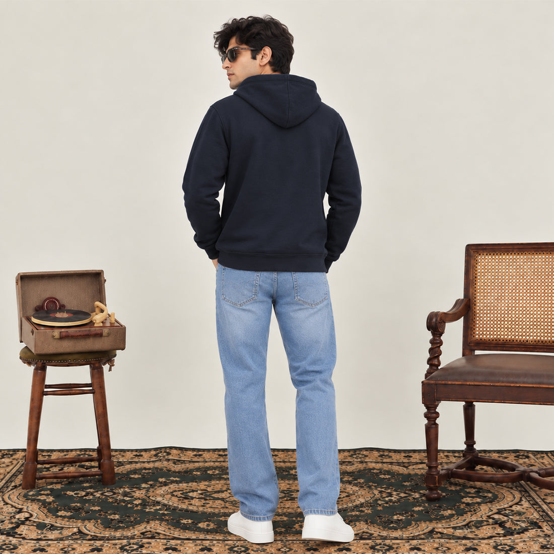 WINTER MEN ML PULLOVER HOODIE - NAVY