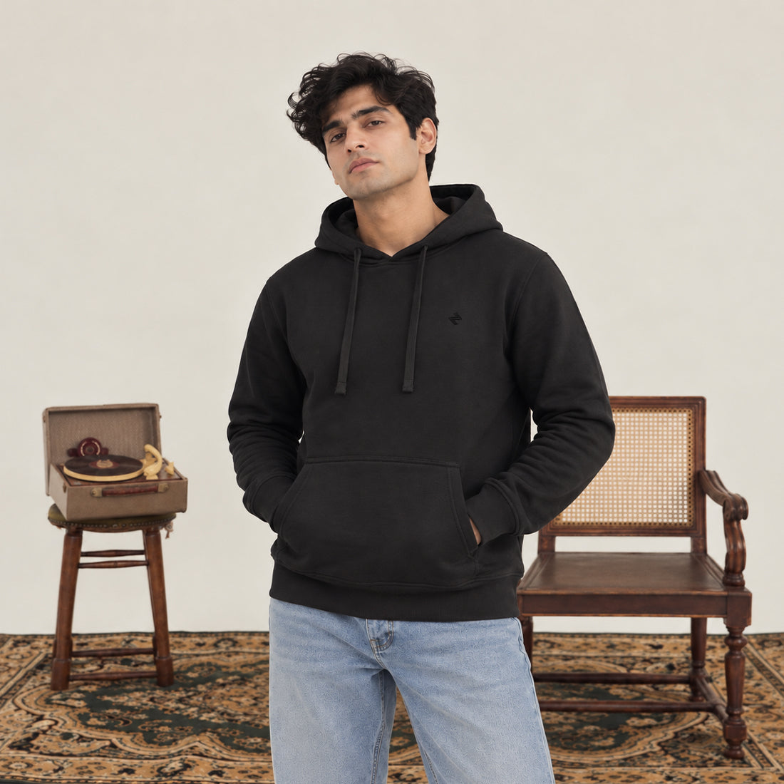 MEN HOODIE BLACK NAVZA