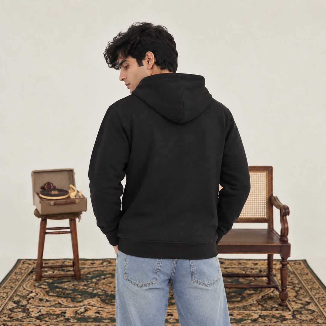 MEN HOODIE BLACK NAVZA