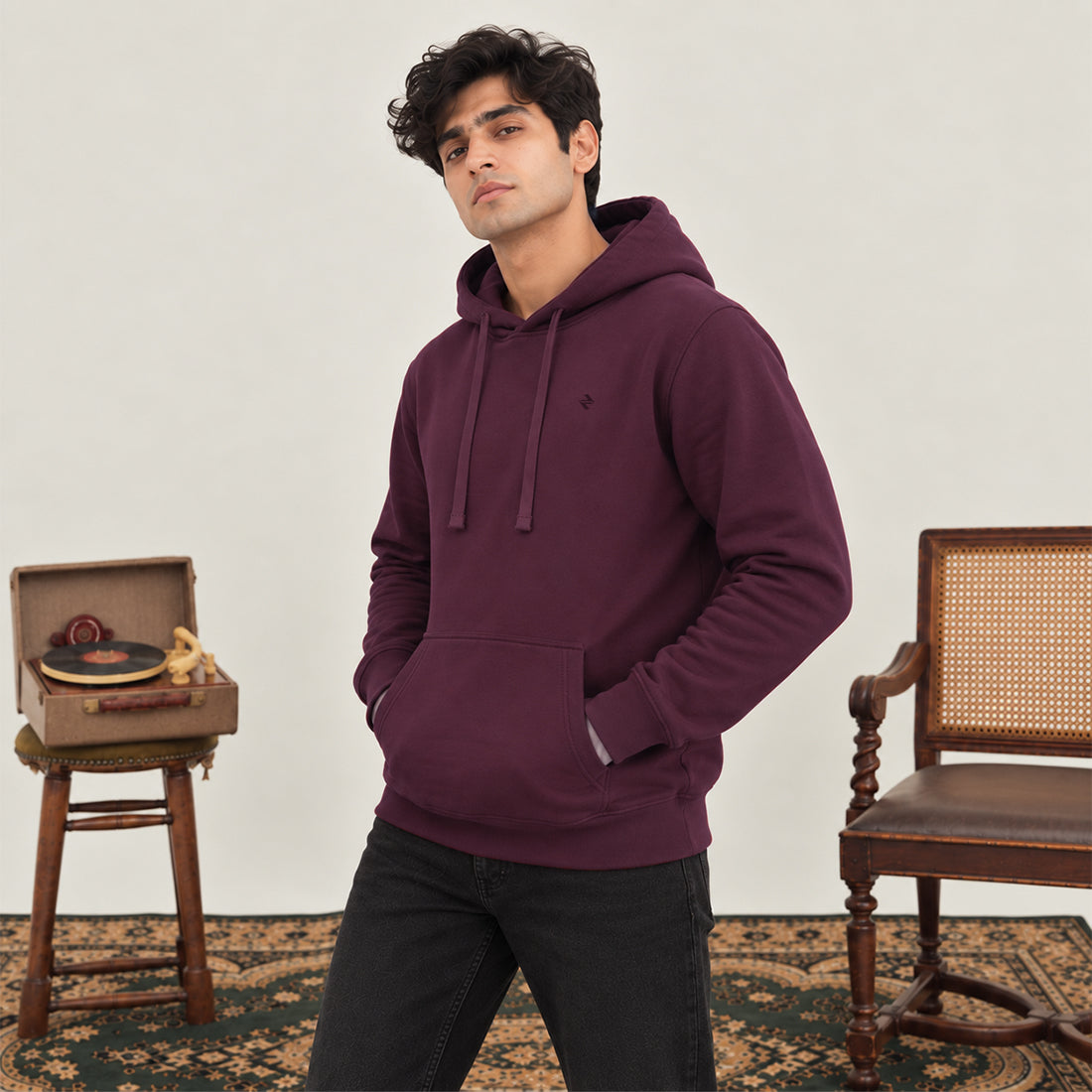 WINTER MEN ML PULLOVER HOODIE – BURGUNDY