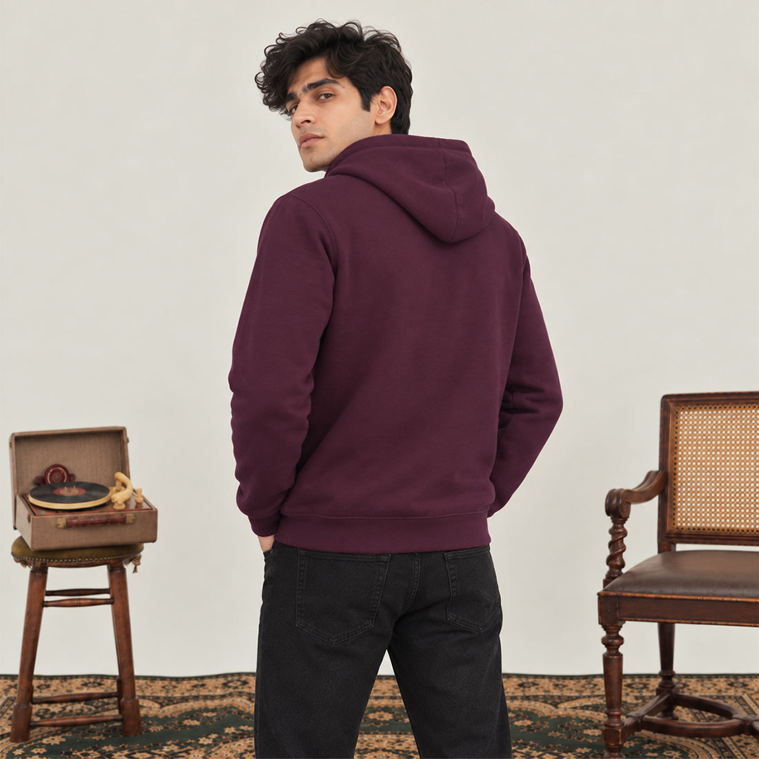 WINTER MEN ML PULLOVER HOODIE – BURGUNDY