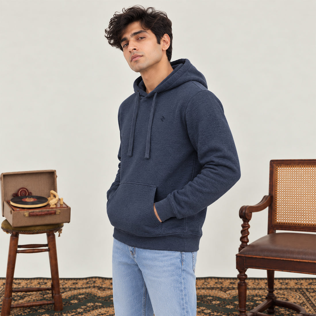 WINTER MEN ML PULLOVER HOODIE – DENIM