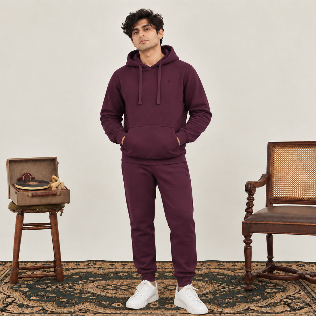 MEN HOODIE TRACKER BURGUNDY NAVZA