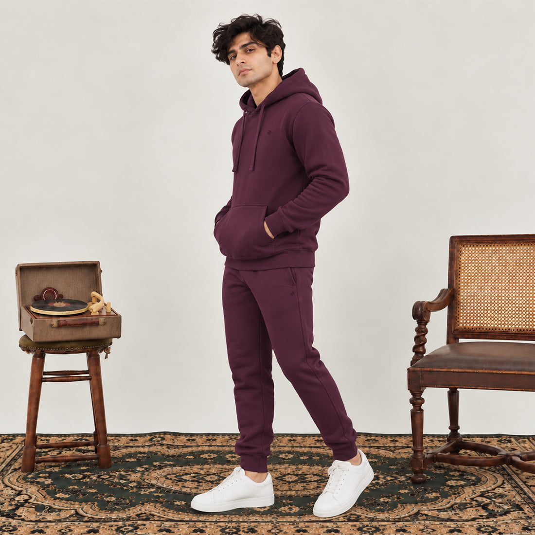 MEN HOODIE TRACKER BURGUNDY NAVZA