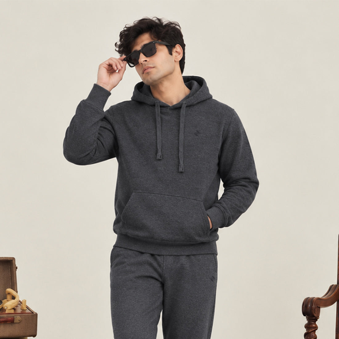 MEN HOODIE TRACKER CHARCOAL NAVZA