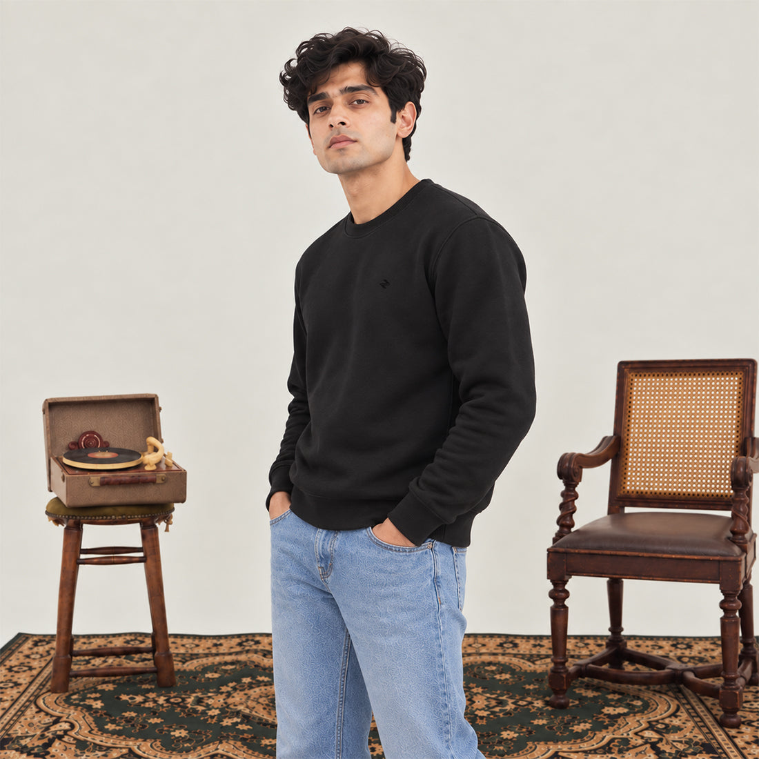 MEN SWEATSHIRT BLACK NAVZA