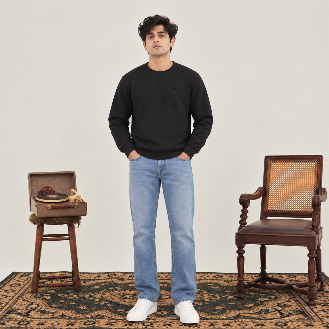 MEN SWEATSHIRT BLACK NAVZA