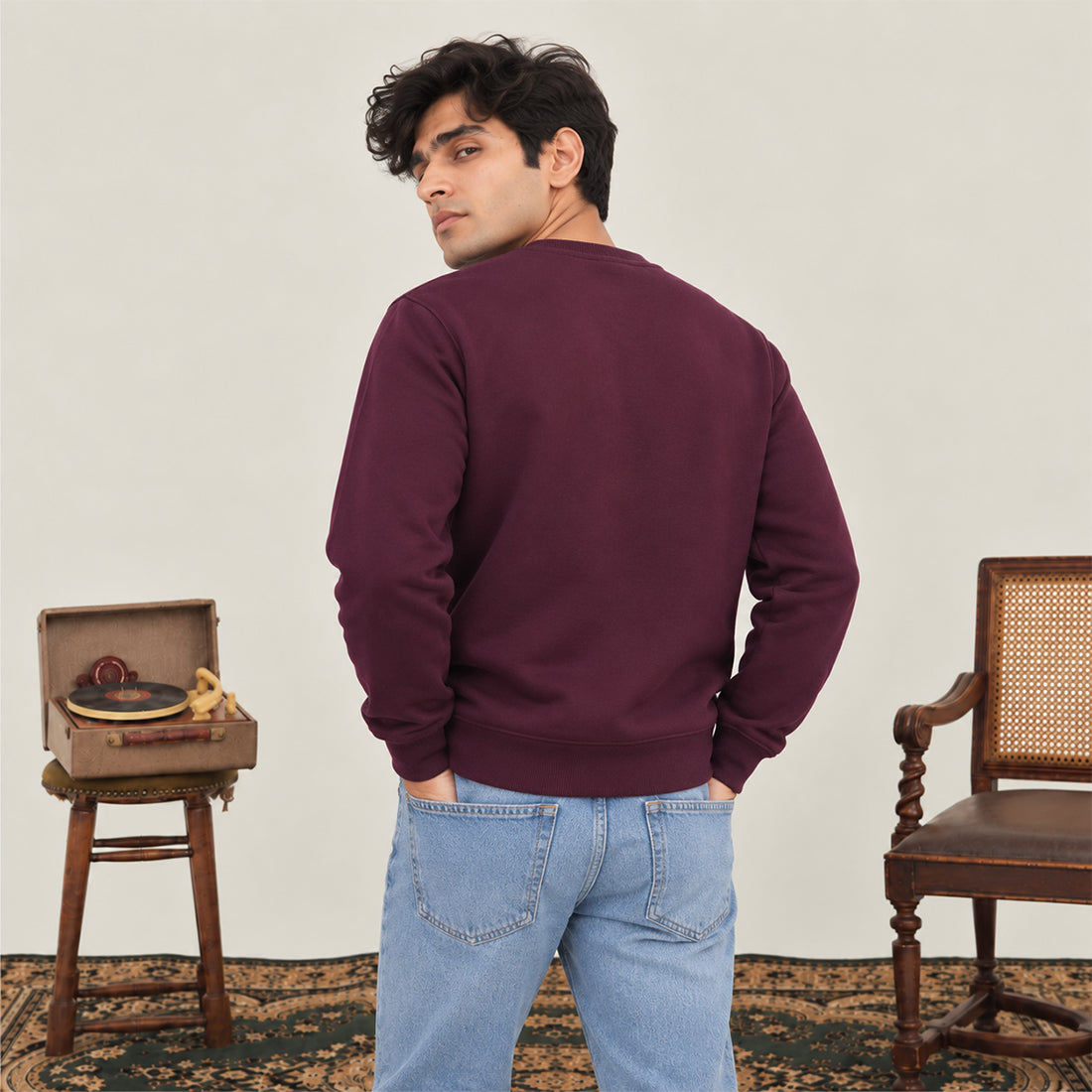 MEN SWEATSHIRT BURGUNDY NAVZA