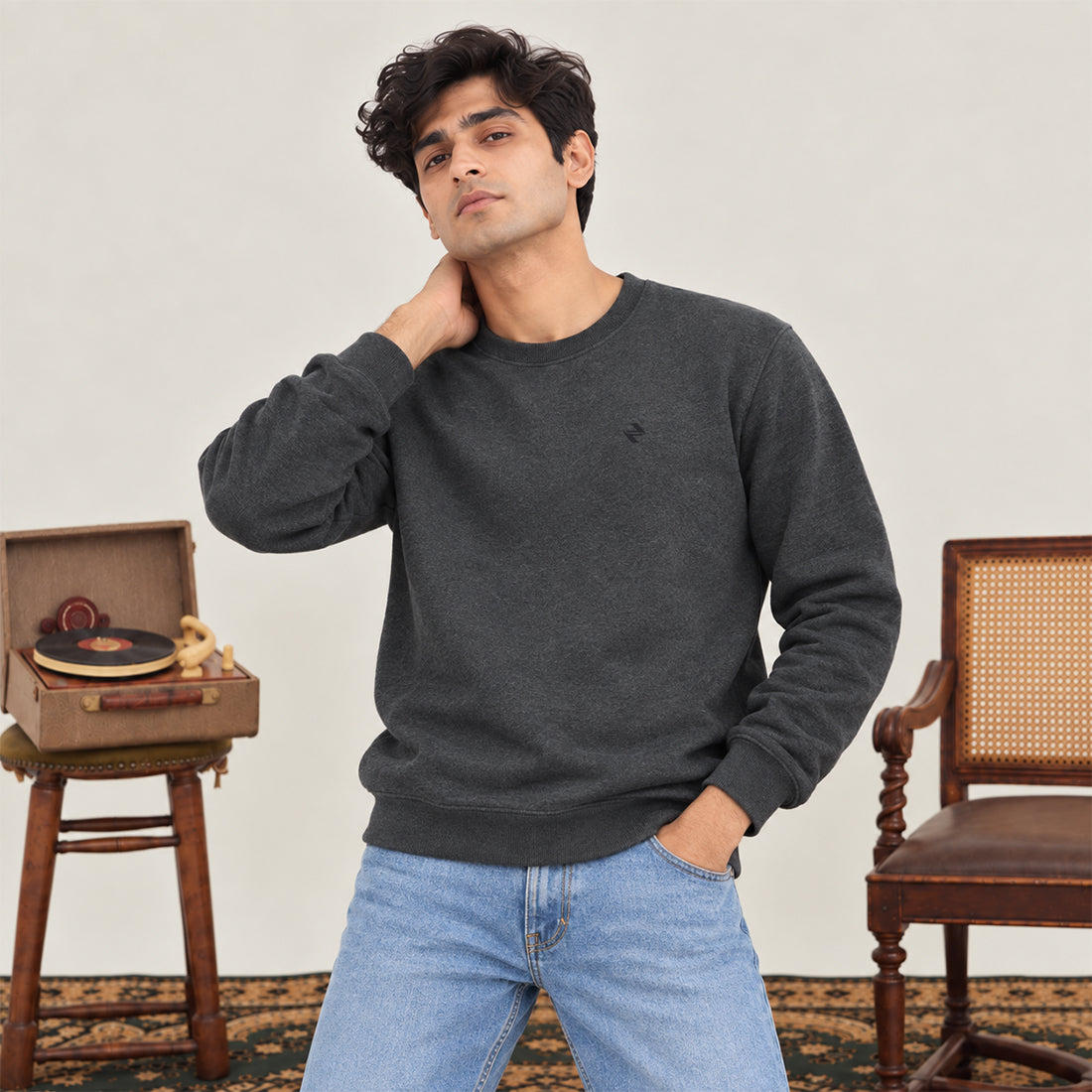 MEN SWEATSHIRT CHARCOAL NAVZA