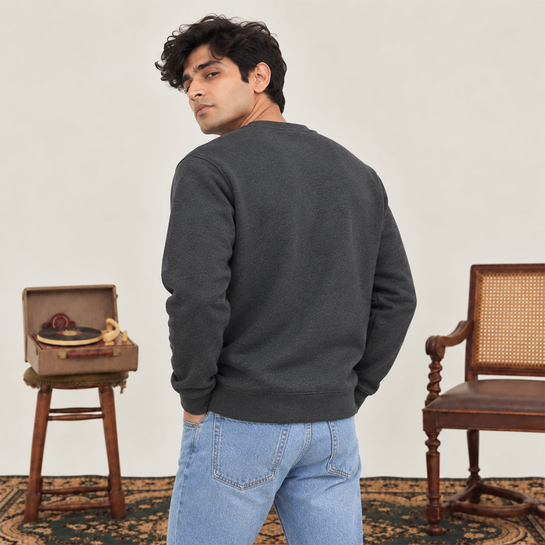 MEN SWEATSHIRT CHARCOAL NAVZA