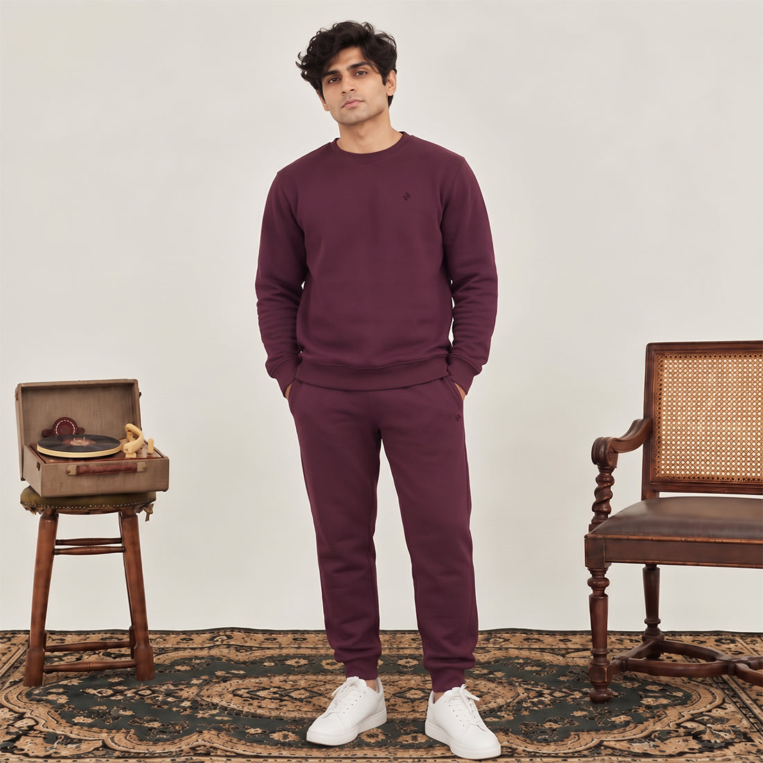 MEN SWEATSHIRT TRACKER BURGUNDY NAVZA