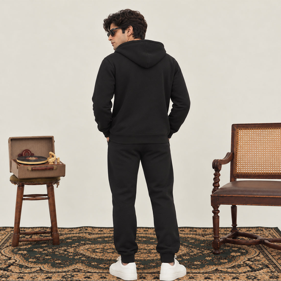 WINTER MEN ML ZIPPER HOODIE TRACKER - BLACK