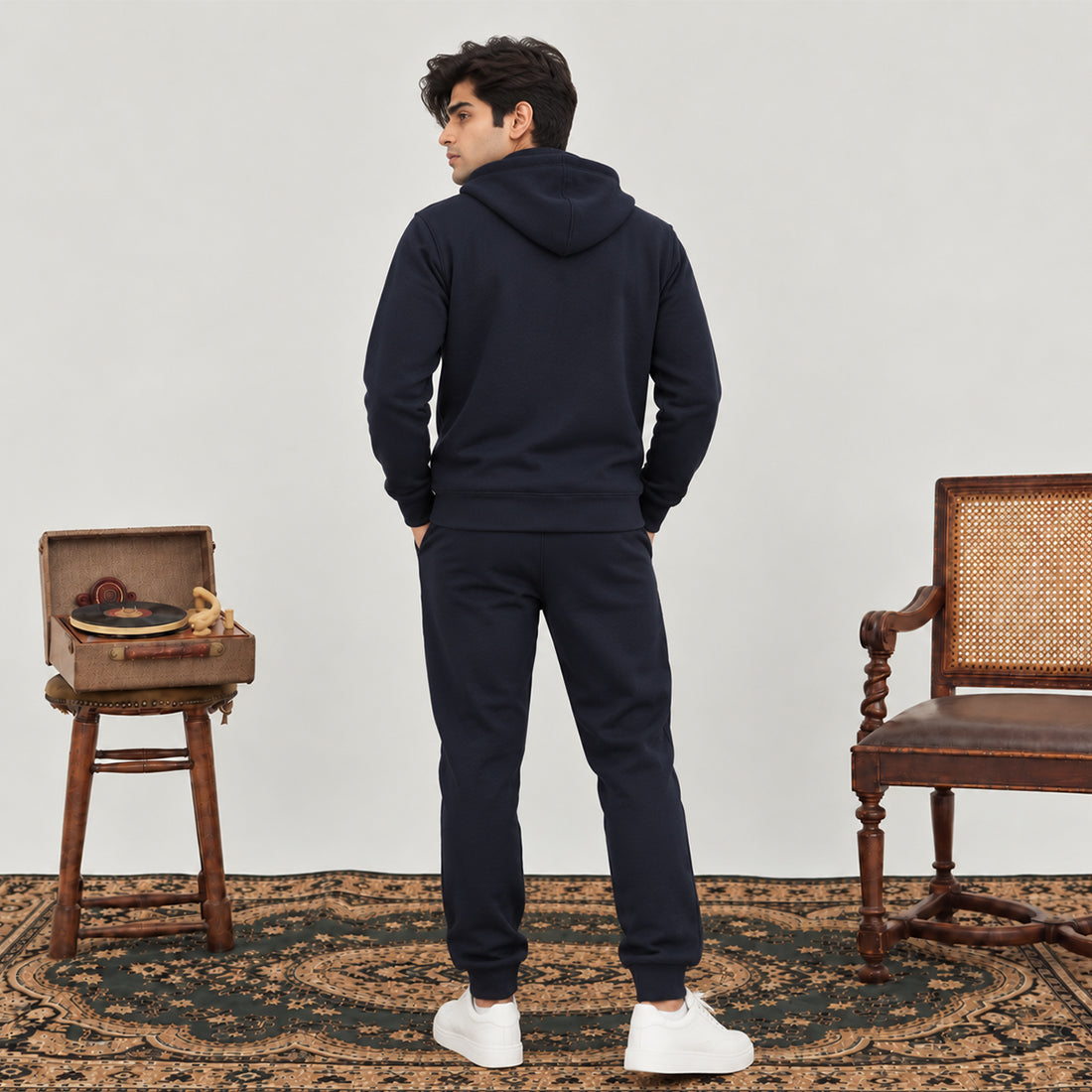 WINTER MEN ML ZIPPER HOODIE TRACKER - NAVY