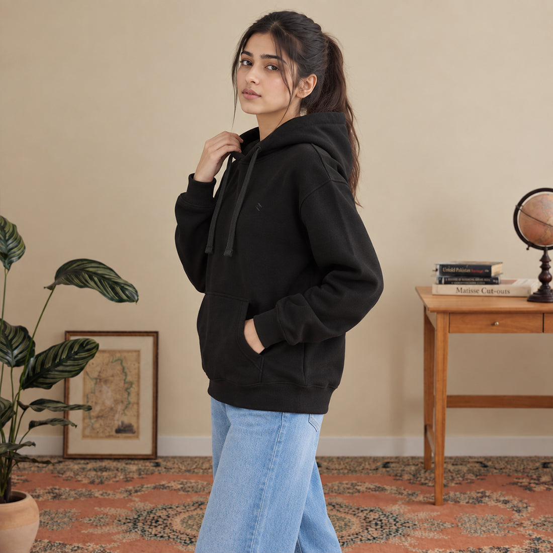 WINTER WOMEN ML PULLOVER HOODIE - BLACK