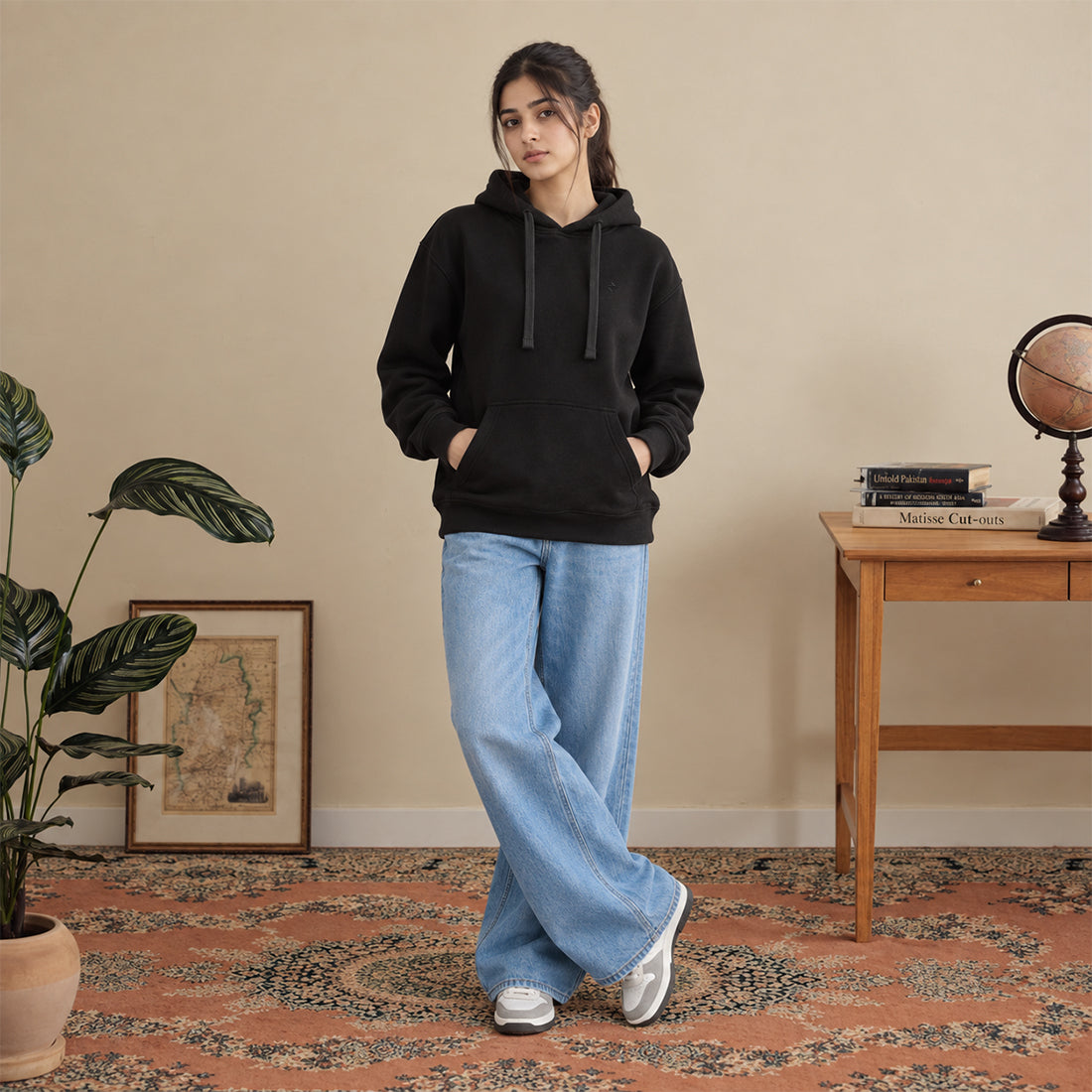 WINTER WOMEN ML PULLOVER HOODIE - BLACK