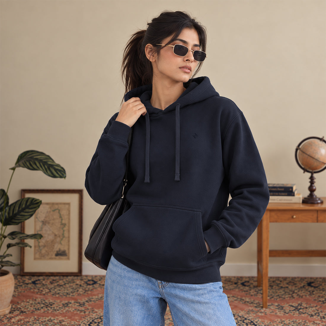 WINTER WOMEN ML PULLOVER HOODIE - NAVY