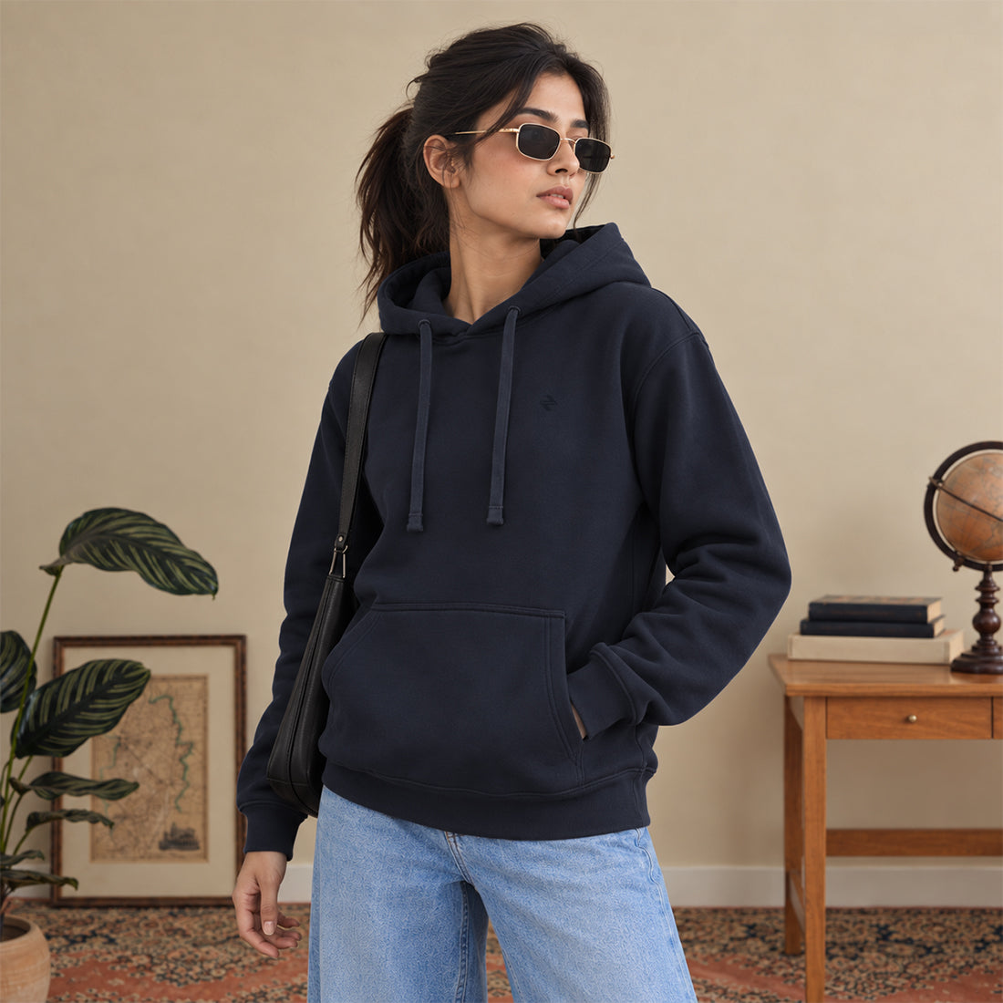 WINTER WOMEN ML PULLOVER HOODIE - NAVY