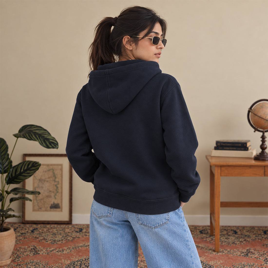 WINTER WOMEN ML PULLOVER HOODIE - NAVY