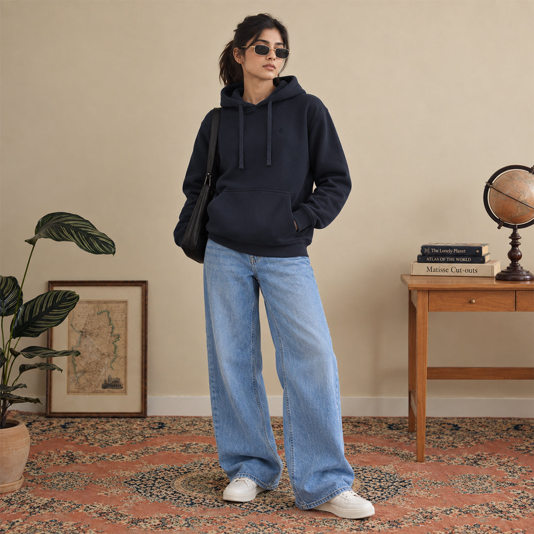 WINTER WOMEN ML PULLOVER HOODIE - NAVY
