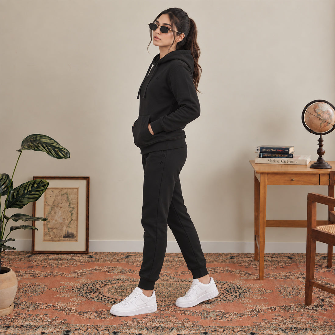 WINTER WOMEN ML PULLOVER HOODIE TRACKER - BLACK