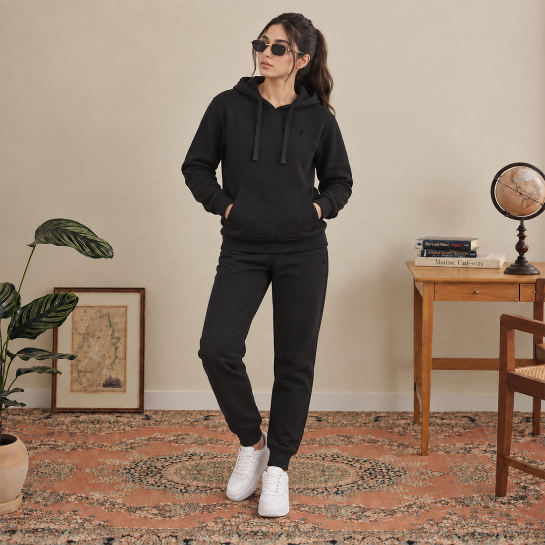 WINTER WOMEN ML PULLOVER HOODIE TRACKER - BLACK