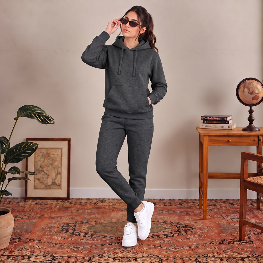 WINTER WOMEN ML PULLOVER HOODIE TRACKER - CHARCOAL
