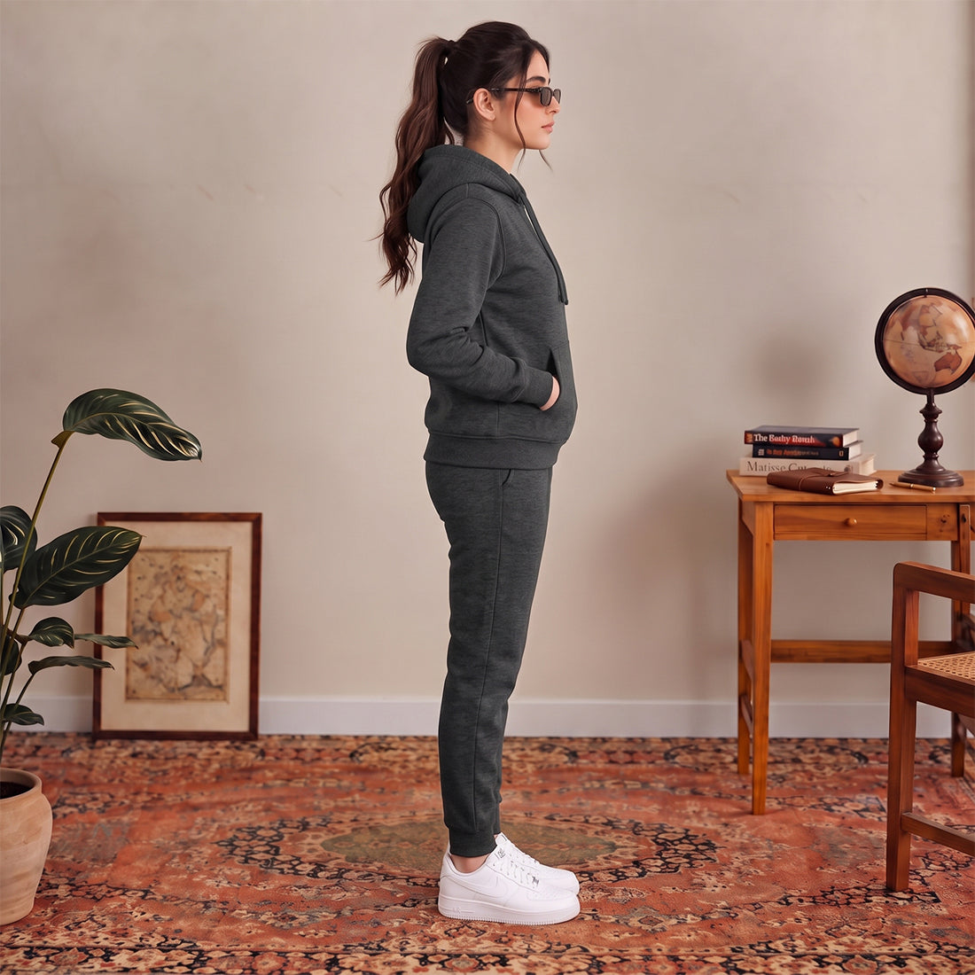 WINTER WOMEN ML PULLOVER HOODIE TRACKER - CHARCOAL