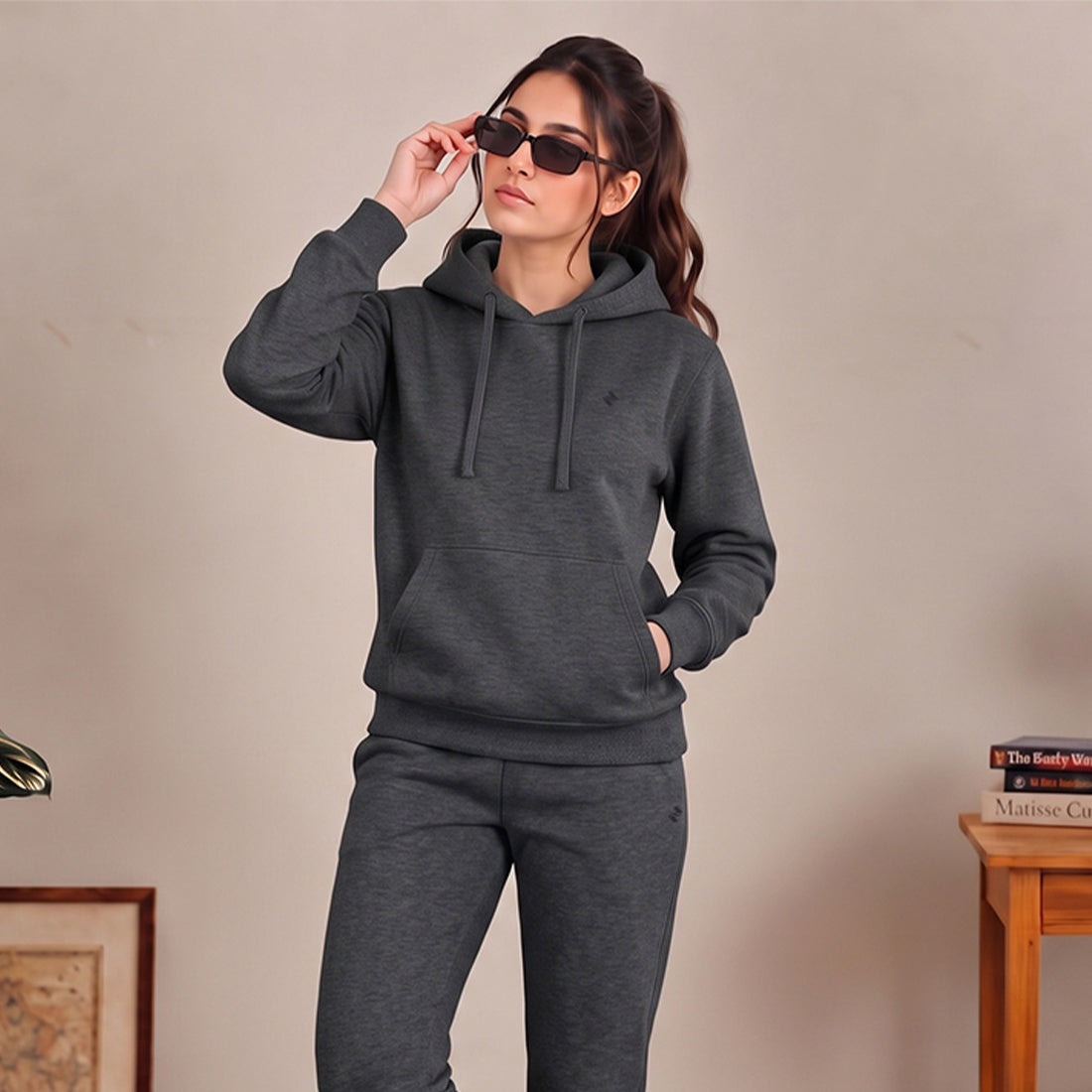 WINTER WOMEN ML PULLOVER HOODIE TRACKER - CHARCOAL