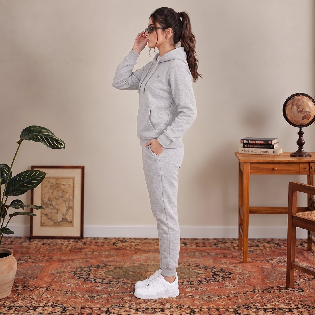 WOMEN HOODIE TRACKER GREY NAVZA