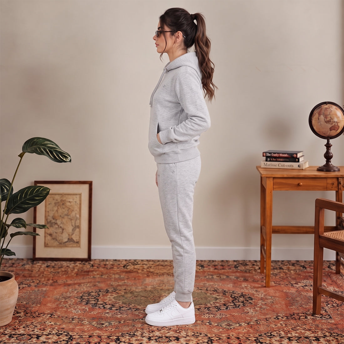 WOMEN HOODIE TRACKER GREY NAVZA